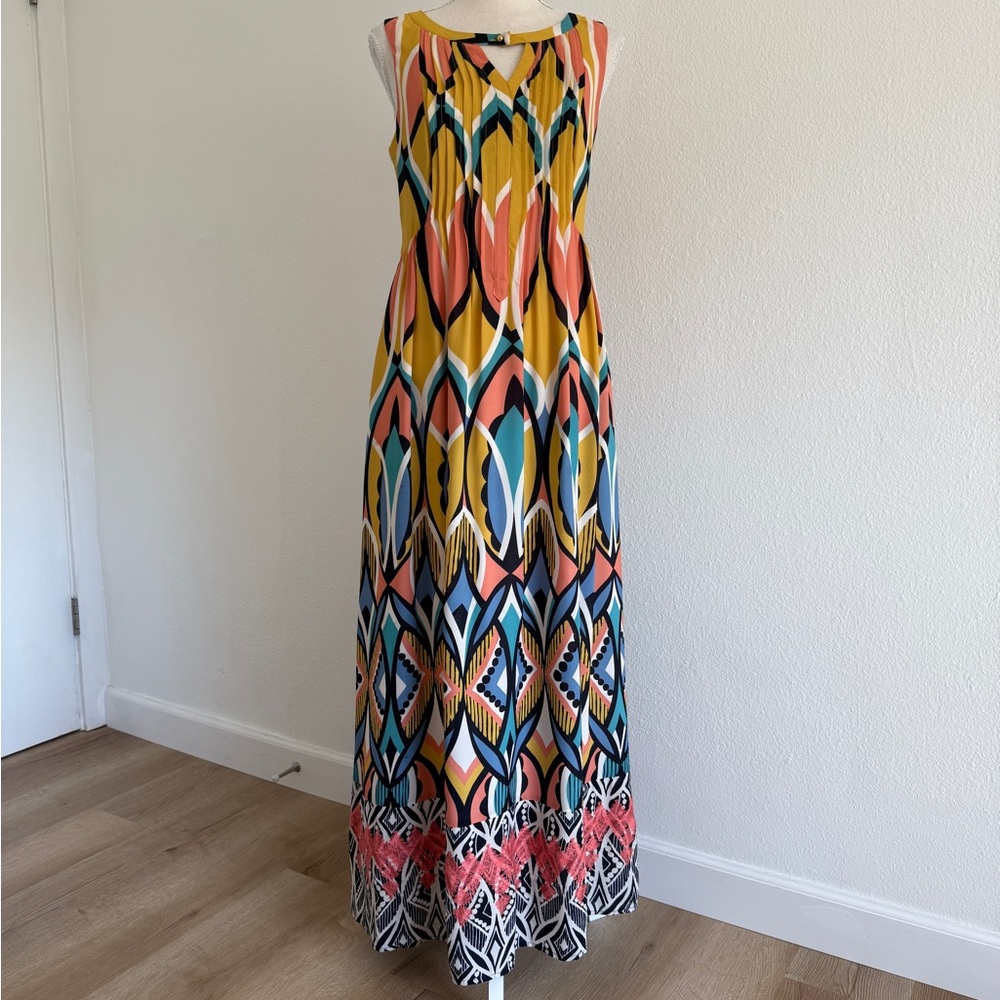 Floreat Anthropologie Dahlia Embroidered Maxi Dress